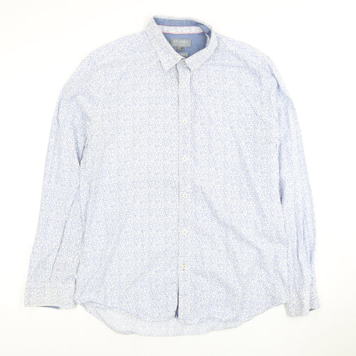 Jeff Banks Men's Blue Floral Dress Shirt L