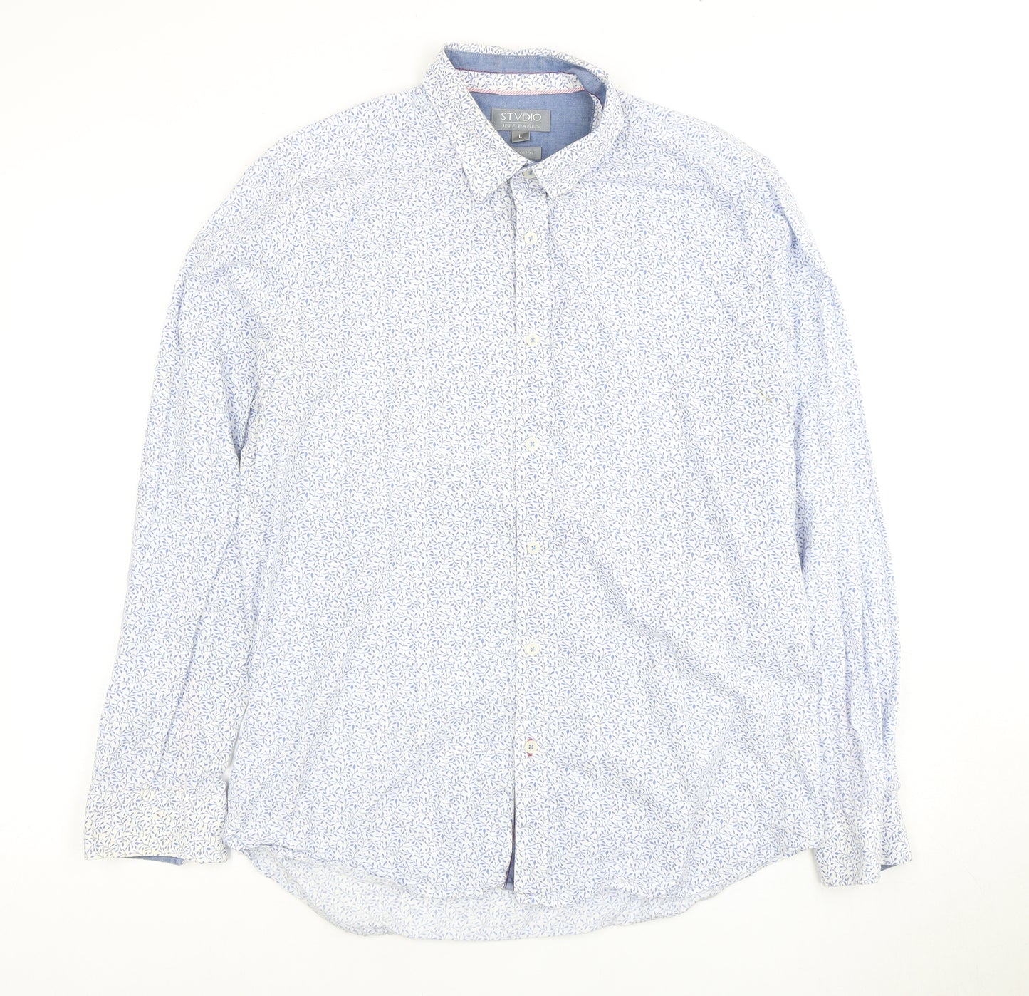 Jeff Banks Men's Blue Floral Dress Shirt L