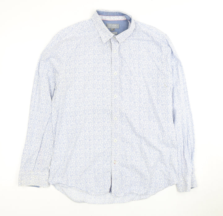 Jeff Banks Men's Blue Floral Dress Shirt L