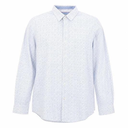 Front view of Jeff Banks Men's Blue Floral Dress Shirt L