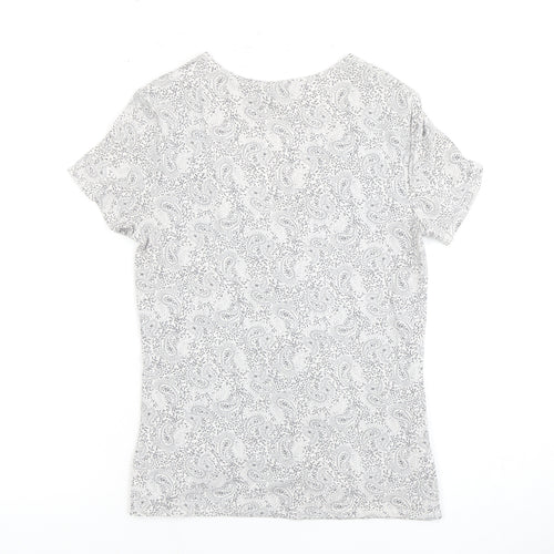 Laura Ashley Women's Grey Paisley V-Neck Top Size 8