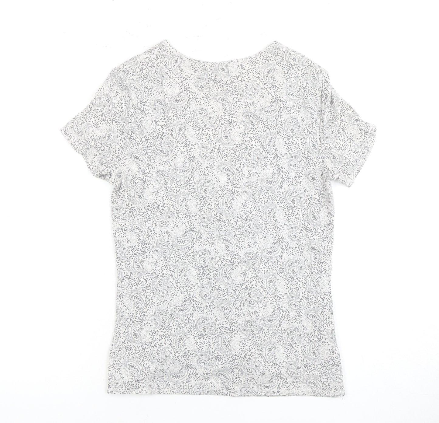 Laura Ashley Women's Grey Paisley V-Neck Top Size 8