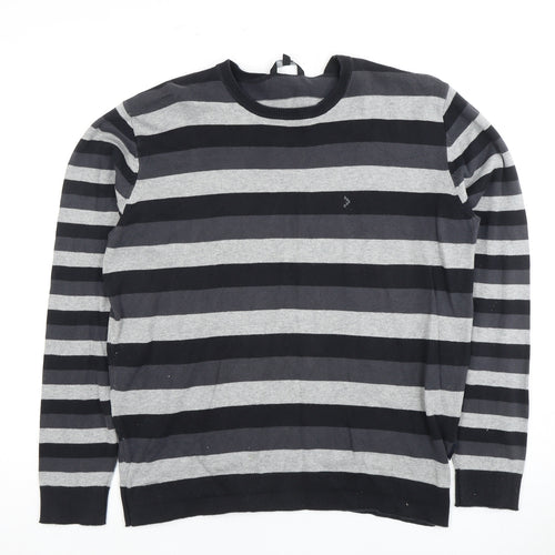 Sonneti Men's Black & Grey Striped Jumper - L