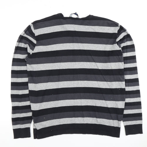Sonneti Men's Black & Grey Striped Jumper - L