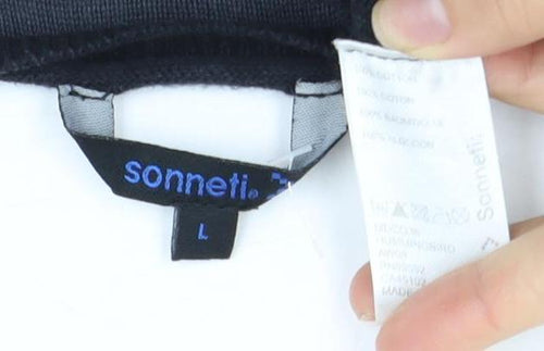 Sonneti Men's Black & Grey Striped Jumper - L