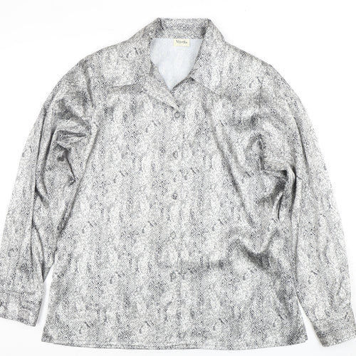 Viyella Women's Grey Animal Print Button-Up Shirt