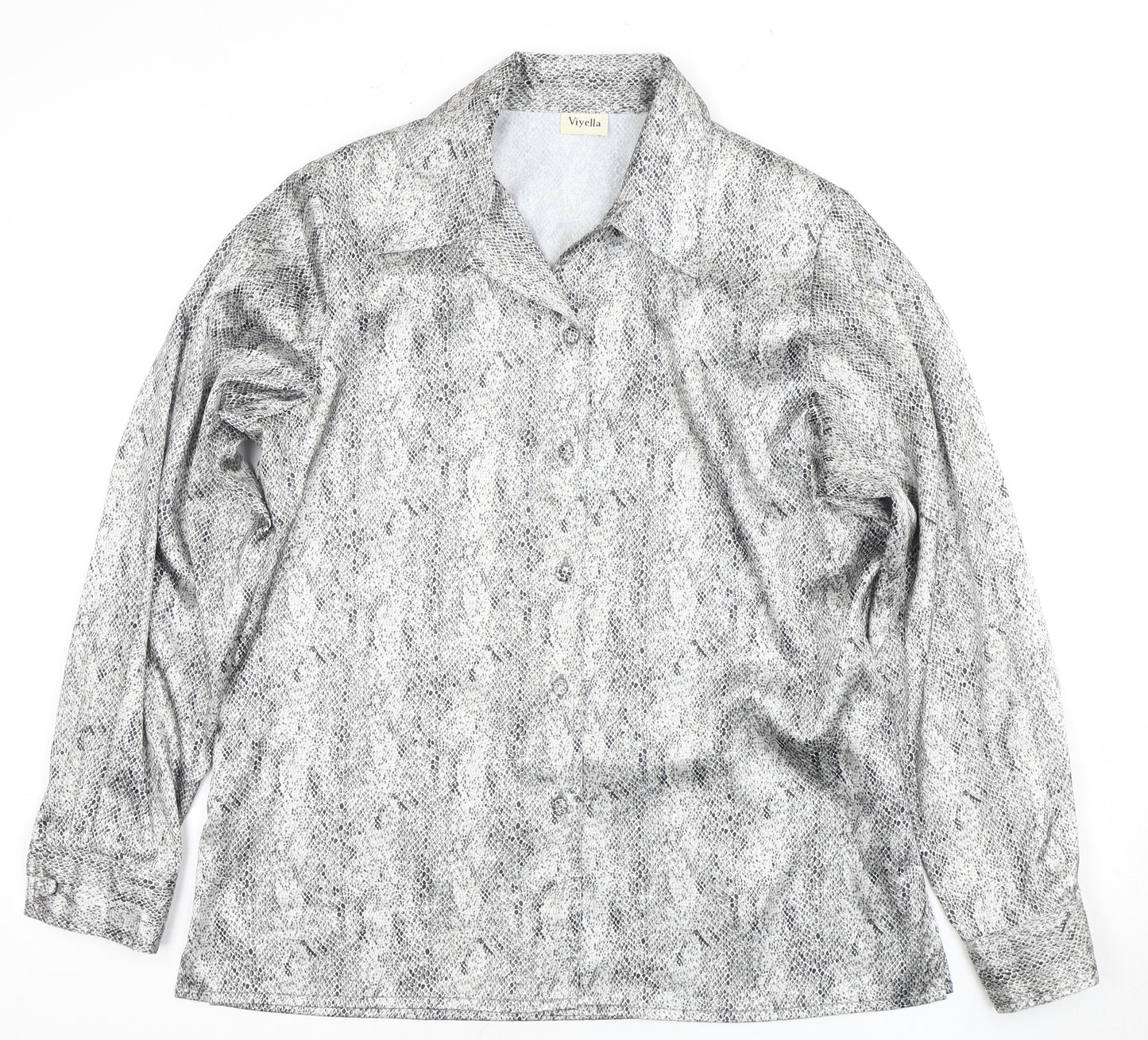 Viyella Women's Grey Animal Print Button-Up Shirt