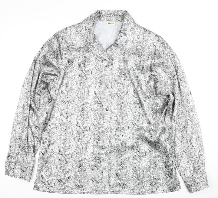 Viyella Women's Grey Animal Print Button-Up Shirt