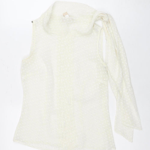 Banana Republic Ivory Polka Dot Sleeveless Blouse Women