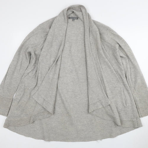 Laura Ashley Women's Grey Open Front Cardigan Wool Knit Size 12