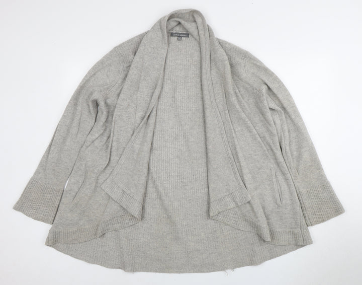 Laura Ashley Women's Grey Open Front Cardigan Wool Knit Size 12