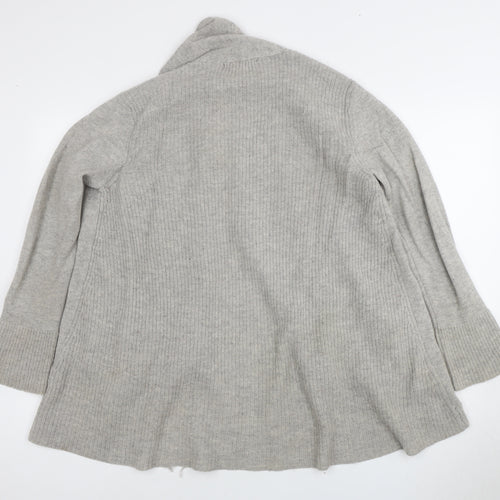Laura Ashley Women's Grey Open Front Cardigan Wool Knit Size 12