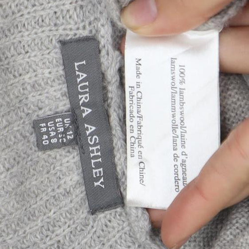 Laura Ashley Women's Grey Open Front Cardigan Wool Knit Size 12