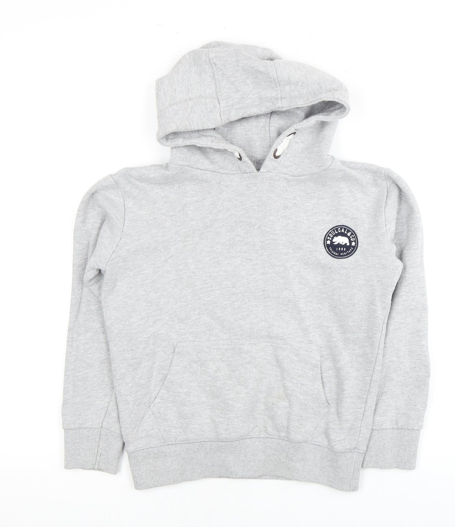 SoulCal&Co Boys Grey Pullover Hoodie, Logo, 9-10 Years