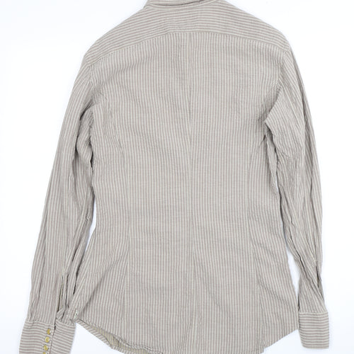 Paul Smith Unisex Beige Striped Linen Button-Up Shirt