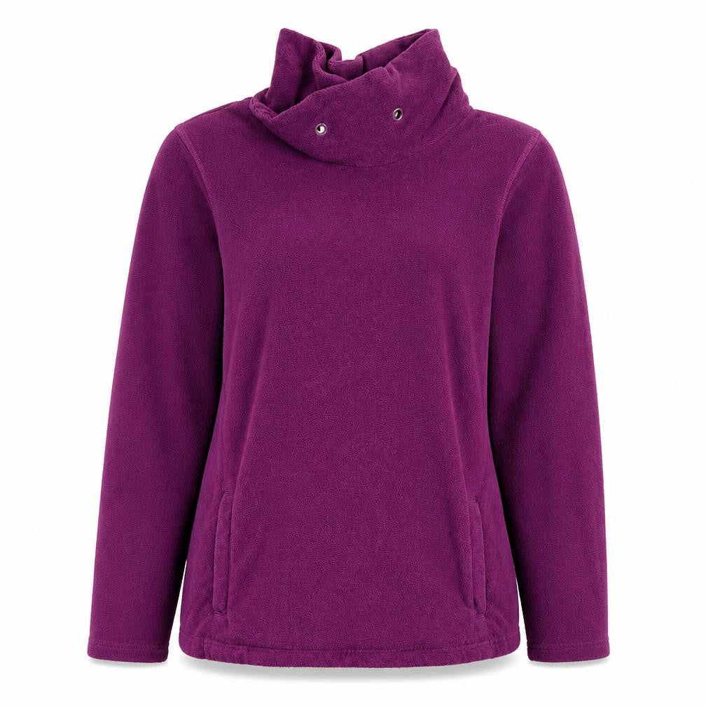 Front view of Mountain Warehouse Women's Purple Long Sleeve Cowl Neck Sweatshirt