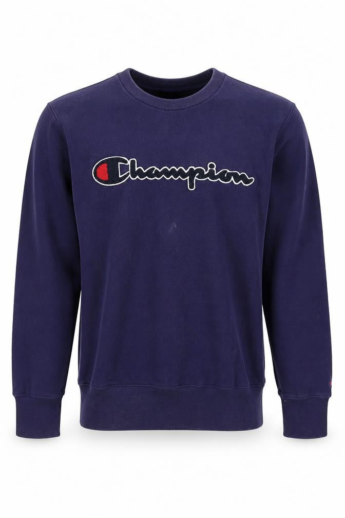 Front view of Champion Men's Blue Pullover Sweatshirt S