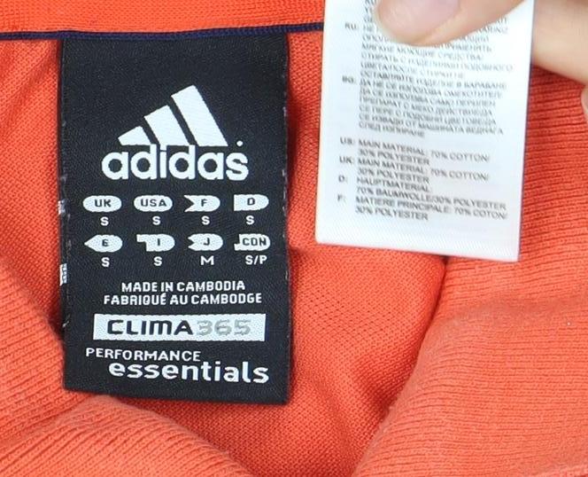 Adidas Men’s Orange Polo Shirt, Size S, Short Sleeve