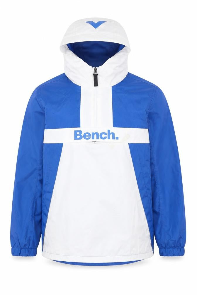 Front view of Bench boys’ blue & white windbreaker jacket, 11-12 years