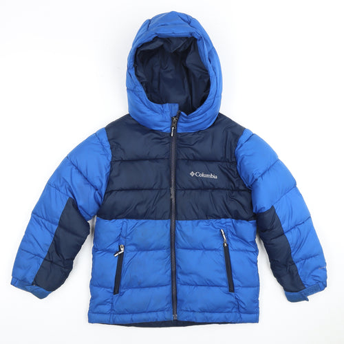 Columbia Boys Blue Puffer Jacket 7-8 Years Hooded Winter Coat