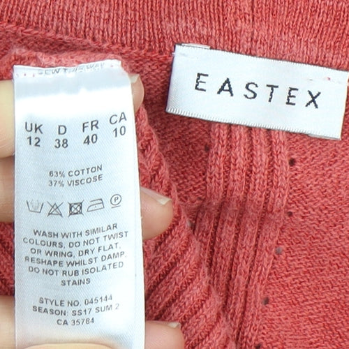 Eastex Women’s Red Open Front Cardigan, Size 12, Cotton Blend