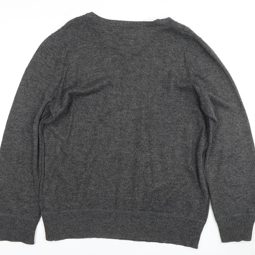 Soulcal & Co Men's Grey V-Neck Cable-Knit Pullover S