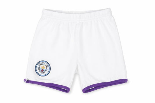 Front view of Manchester City unisex baby white shorts 18-24 months
