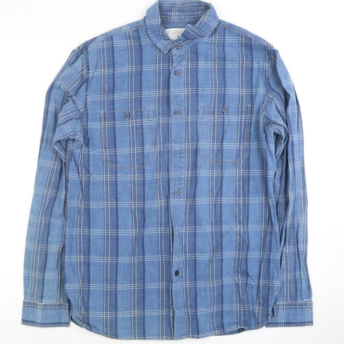 Jasper Conran Men's Blue Plaid Long Sleeve Shirt M