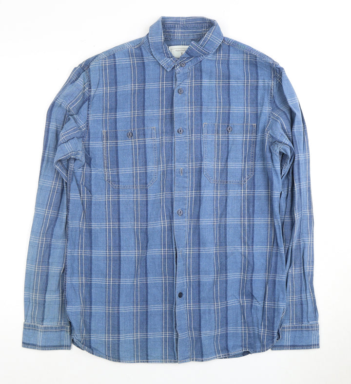 Jasper Conran Men's Blue Plaid Long Sleeve Shirt M