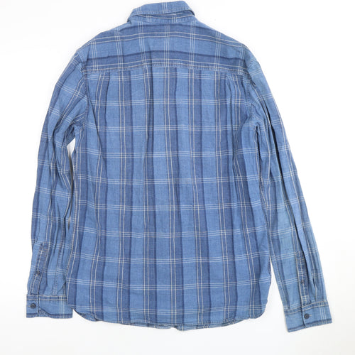 Jasper Conran Men's Blue Plaid Long Sleeve Shirt M