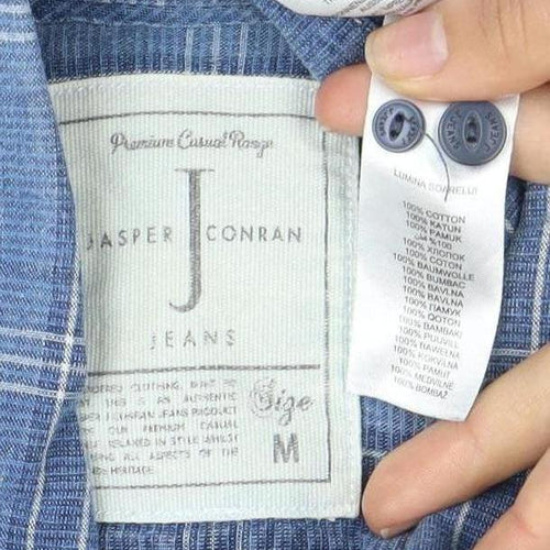Jasper Conran Men's Blue Plaid Long Sleeve Shirt M