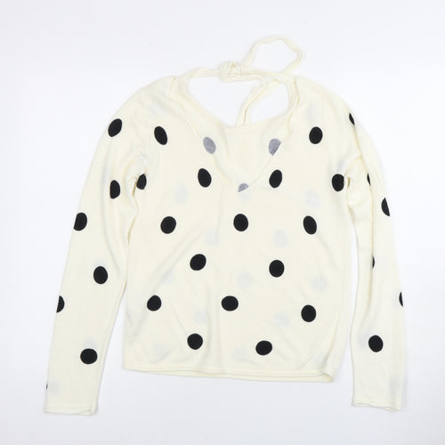 JACQUELINE de YONG Women's Ivory V-Neck Jumper M