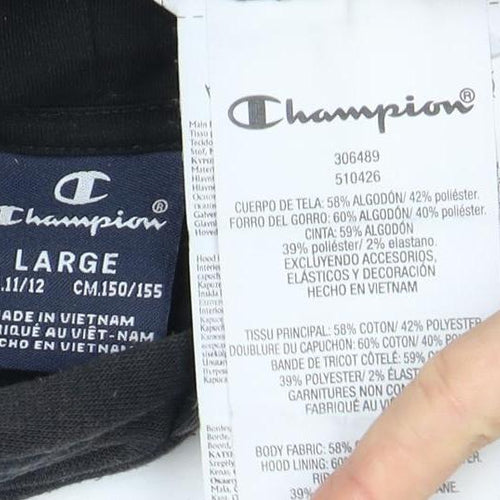 Champion Boys Black Pullover Hoodie - Size L