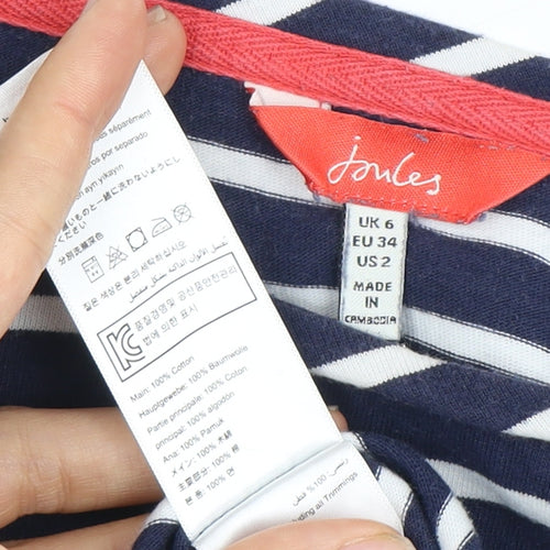 Joules Women's Blue Striped Long Sleeve T-Shirt, Size 6