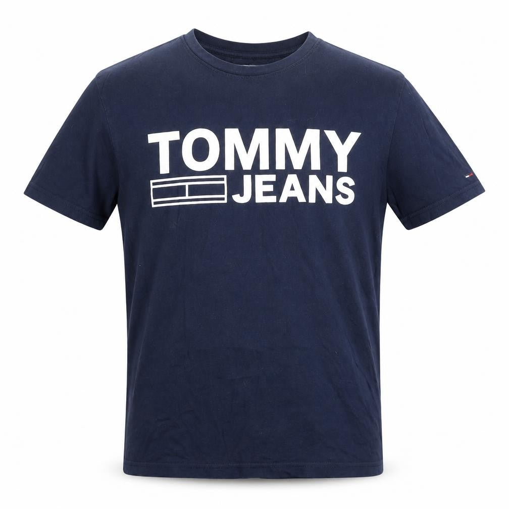 Front view of Tommy Jeans Men's Blue Graphic T-Shirt, size S