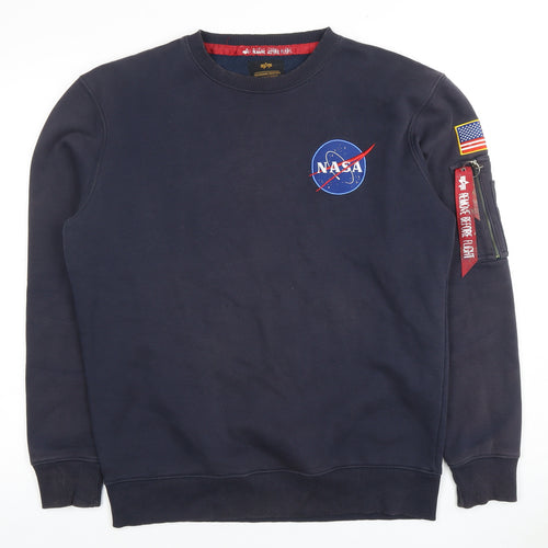 Alpha Industries Men's Blue NASA Pullover Sweatshirt, L