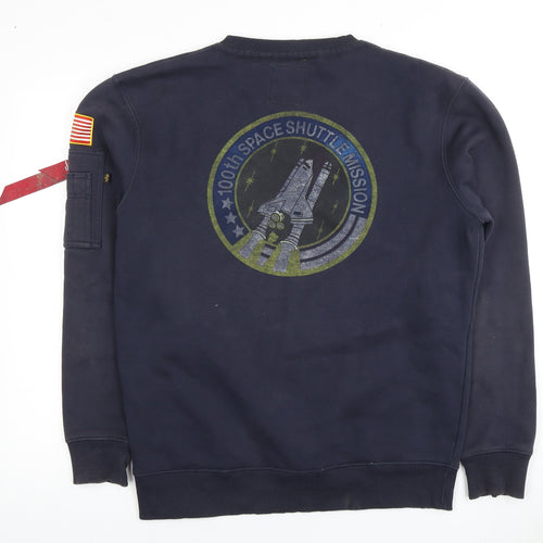 Alpha Industries Men's Blue NASA Pullover Sweatshirt, L