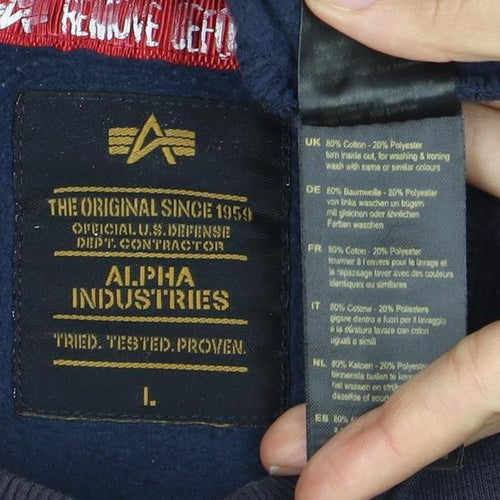 Alpha Industries Men's Blue NASA Pullover Sweatshirt, L