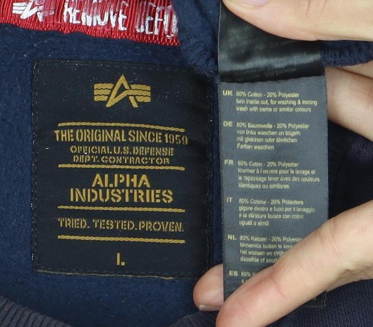 Alpha Industries Men's Blue NASA Pullover Sweatshirt, L