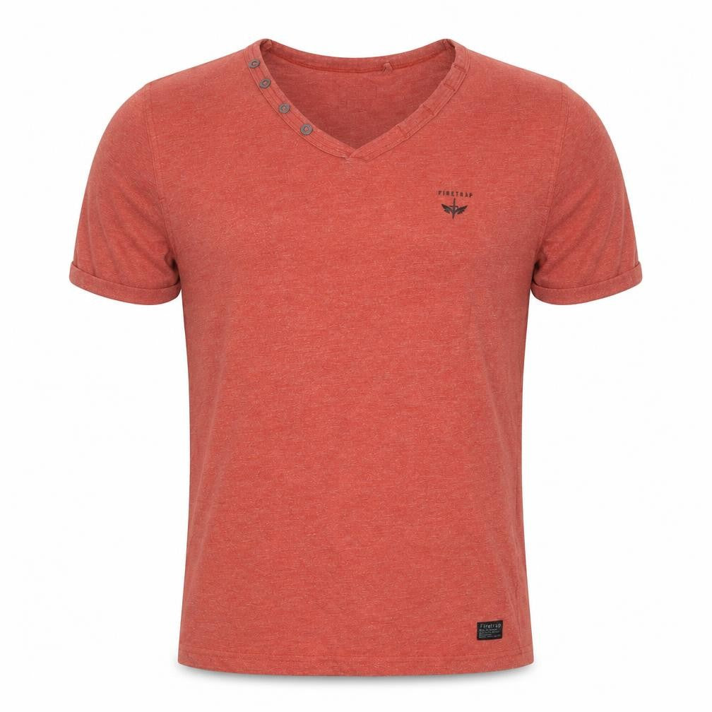 Front view of Firetrap Men's Red S V-Neck T-Shirt