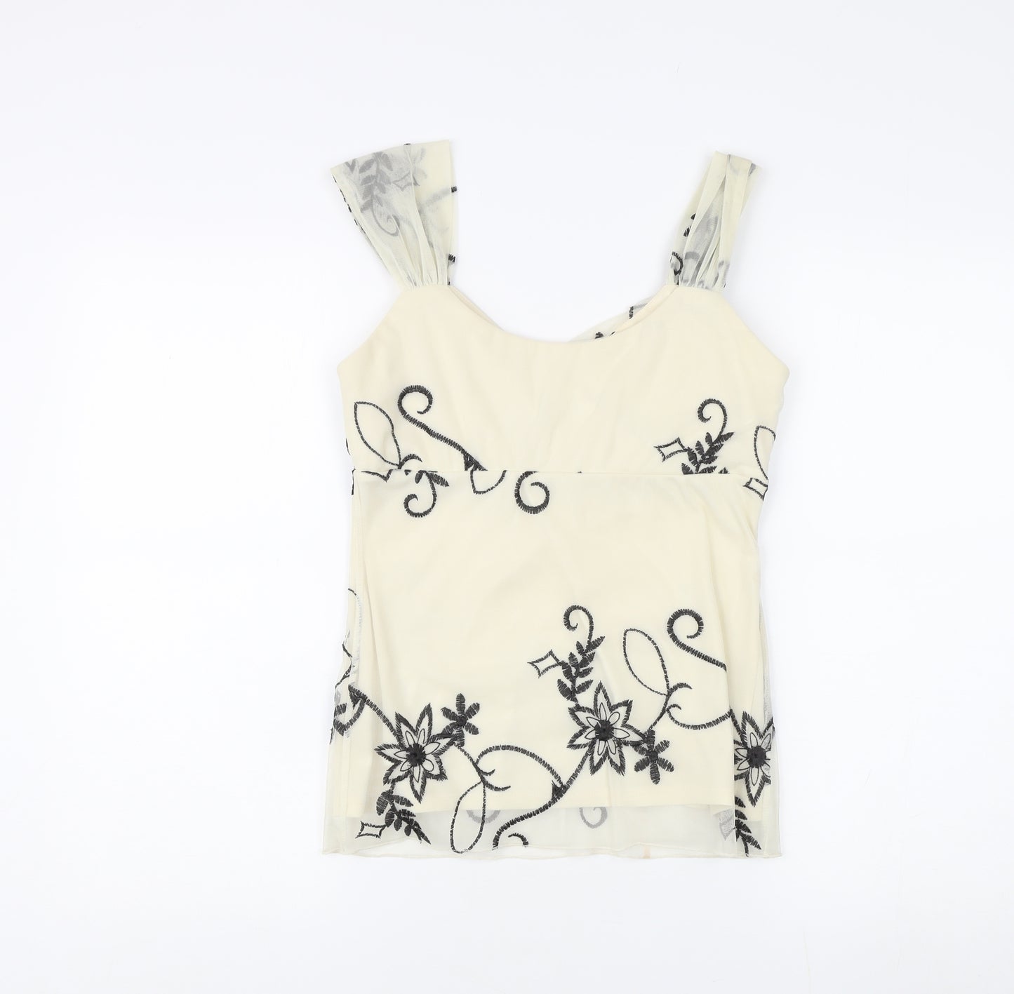 Next Women's Beige Embroidered Blouse Size 8