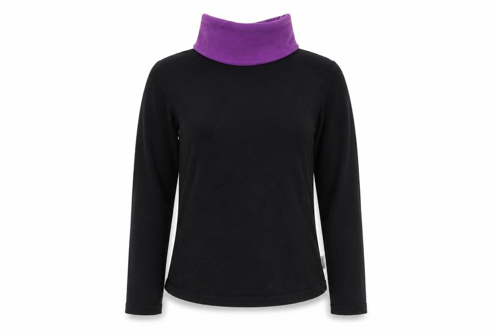 Front view of Decathlon Women's Black Mock Neck Fleece Sweatshirt S