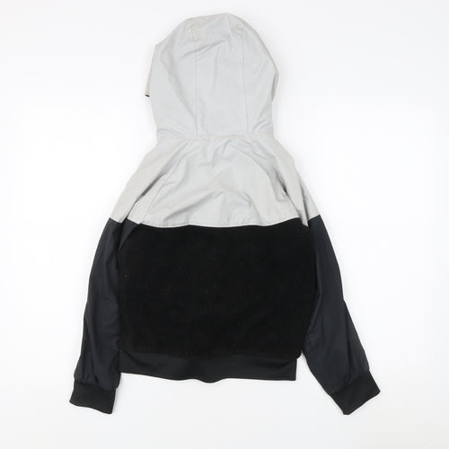 Nike Unisex Kids Black Grey Hooded Jacket, 8-9 Years, Colourblock