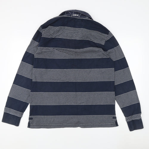 Crew Clothing Men’s Blue Striped Collared Sweatshirt L
