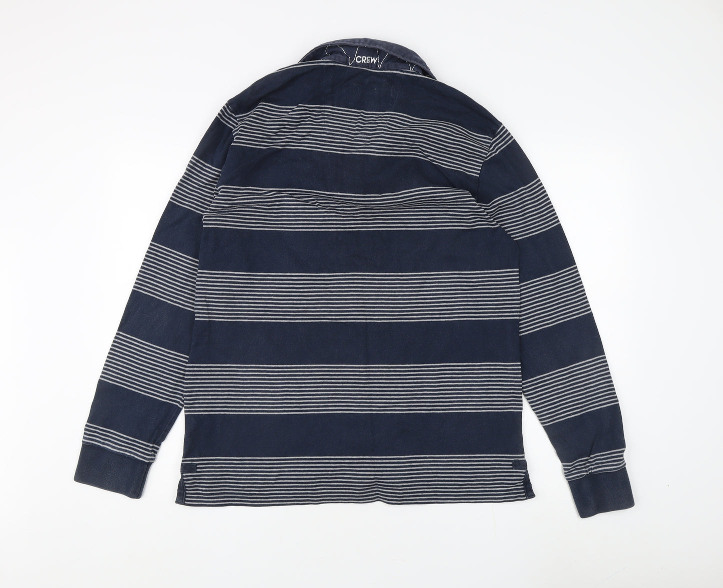 Crew Clothing Men’s Blue Striped Collared Sweatshirt L