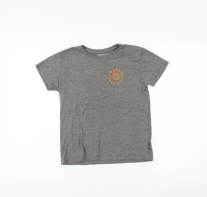 Billabong Girls Grey Graphic T-Shirt Size 7-8 Years
