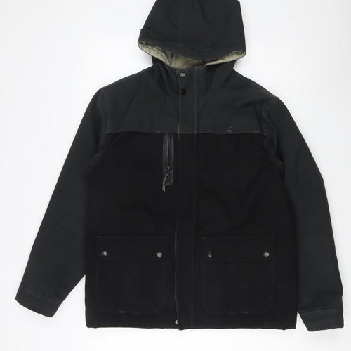Billabong Men's Black Hooded Jacket Size 16
