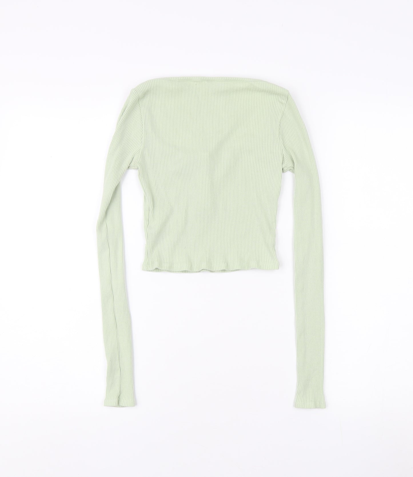 Urban Outfitters Women's Green Cropped Long Sleeve Top - Size S