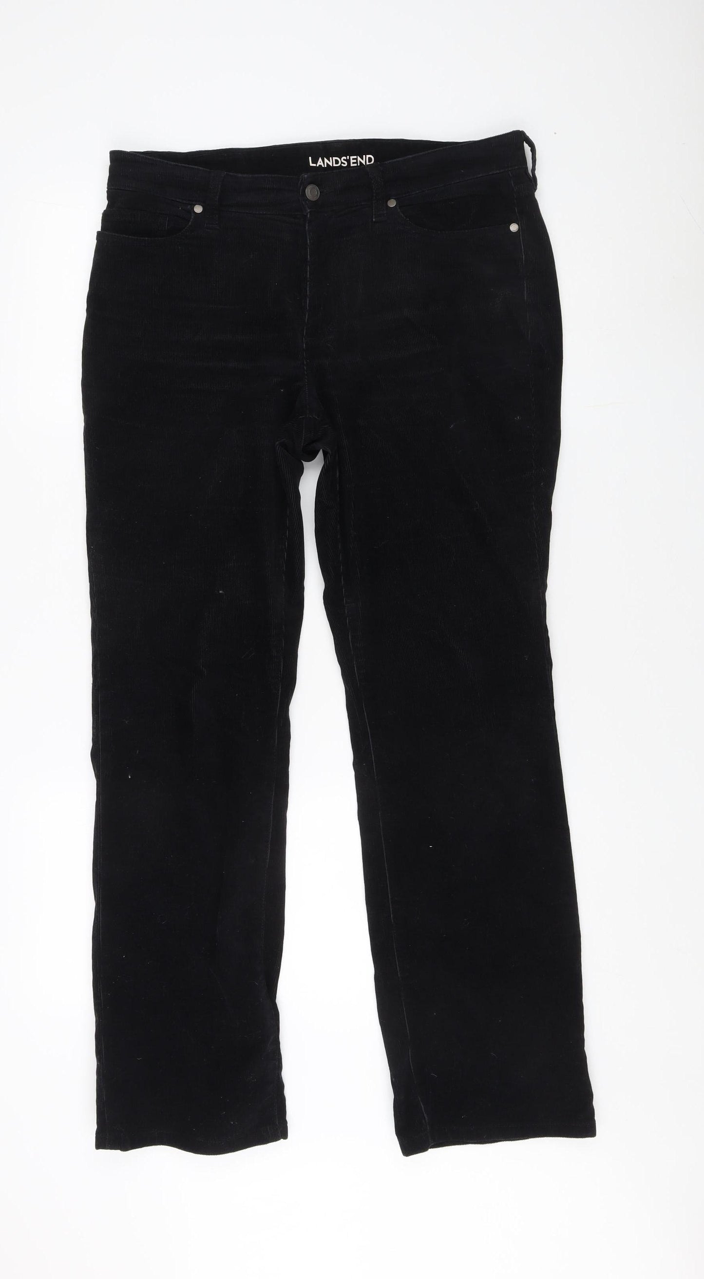 Lands' End Women's Black Corduroy Trousers Size 14