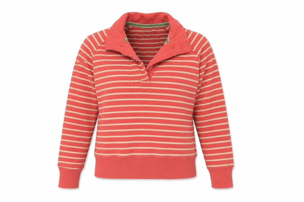 Front view of Joule Women's Red Striped Sweatshirt, size 8